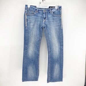 Rock & Roll Cowgirl riding jean tribal side stitching minor bling